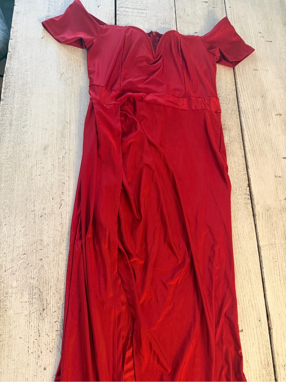 SHEIN Red Off-Shoulder Maxi Gown